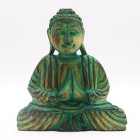 Deko Statue Set Holz Buddha + Knoten Handarbeit Feng Shui
