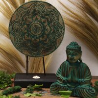 Deko Statue Set Holz Buddha + Knoten Handarbeit Feng Shui