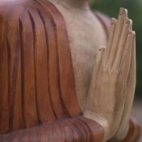 Figur Suarholz 25 cm Buddha Parinirvana Mudra Handarbeit