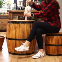 Hocker Holz Fassform 38cm klein Rustikal Indonesien Fass