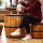 Hocker Holz Fassform 38cm klein Rustikal Indonesien Fass